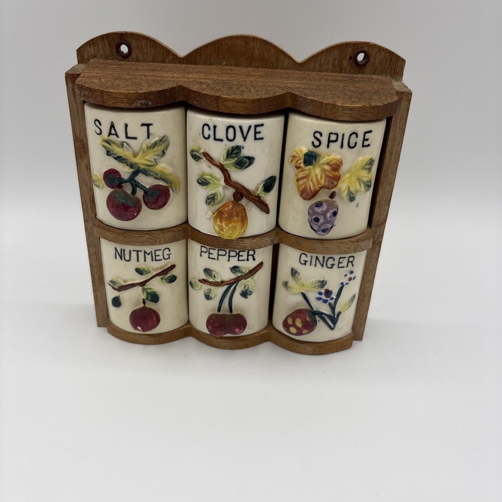 Vintage GNCO Japan Spice Rack Ceramic Shakers Set Indian Village  Mich Souvenir